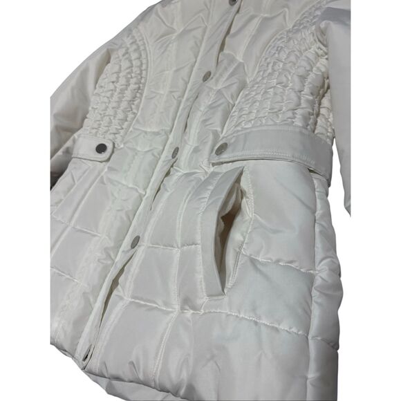 Weather Tamer Winter White Puffer Coat Faux Fur Removable Hood Size M - Picture 12 of 15